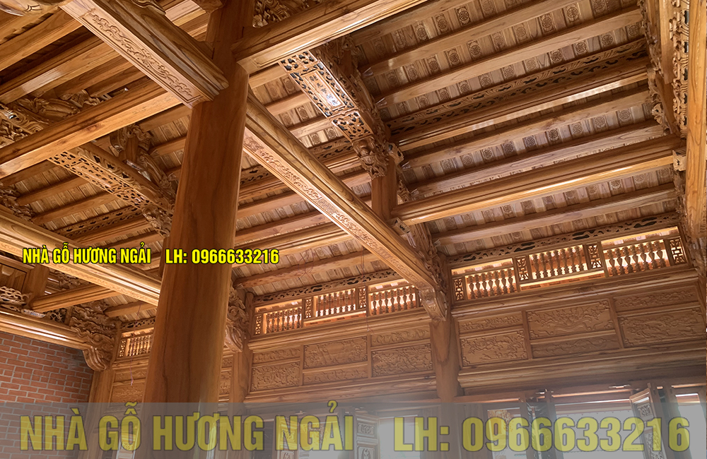 Nhà gỗ xoan 3 gian 14 cột